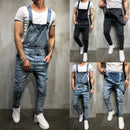 Imcute Men's Distressed Denim Carpenter Overalls Bib Jumpsuits Moto Biker Jean Pants