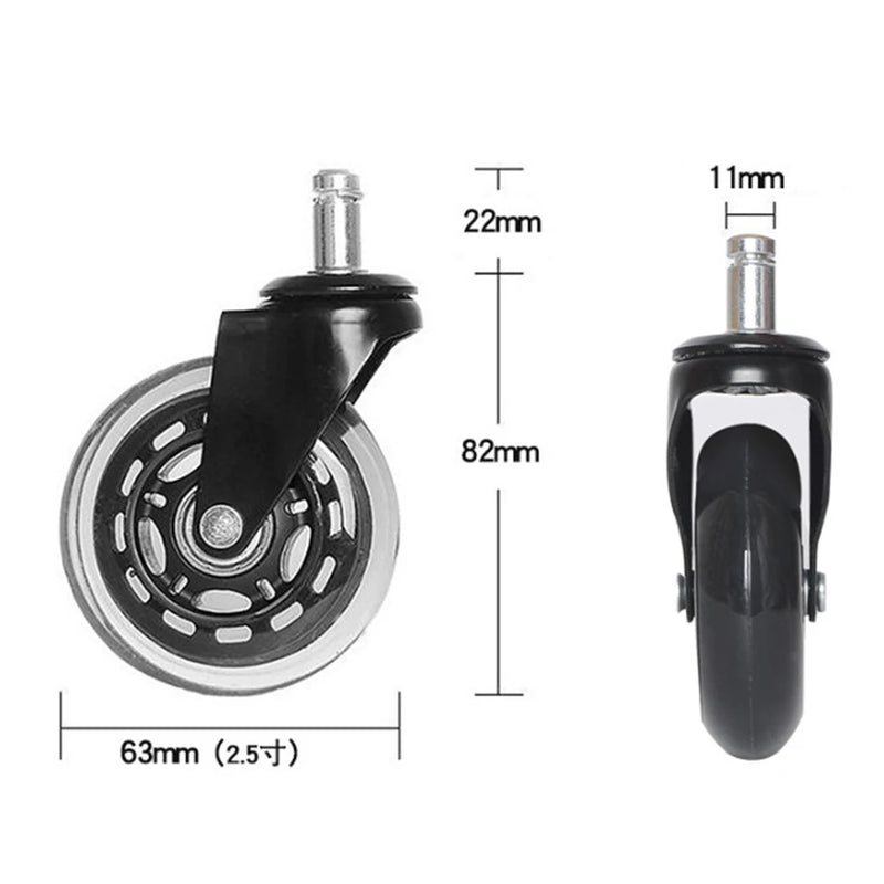 1PCS Office Chair Caster Wheels 2.5/3 Inch Swivel Rubber Caster Wheels Replacement Soft Safe Rollers Furniture Hardware