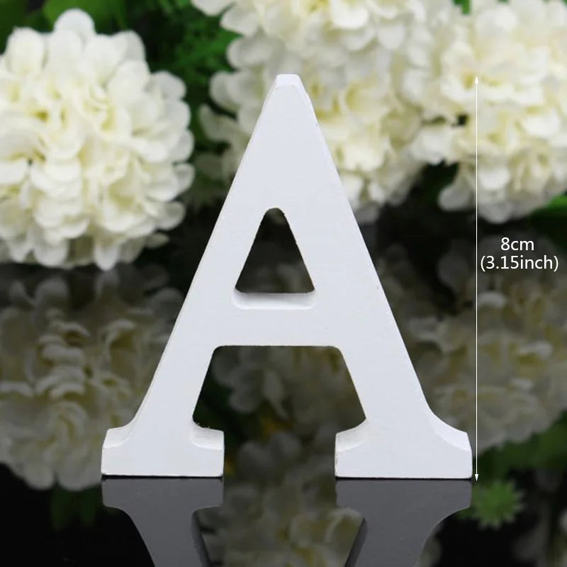 White Wood Letter Alphabet Personalised Name Design DIY Art Crafts Free Standing Xmas Birthday Wedding Party Home Decoration 8cm