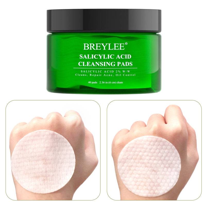 BREYLEE Facial Care Salicylic Acid Cotton Pads Serum Face Oil Control Removal Cleaning Pores Treatment Blackhead Pimple Essence