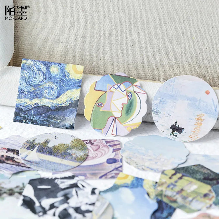 Diary Paper Label Custom Small Painting Van Gogh Mini Stickers Scrapbooking Flakes Cute School Supplies