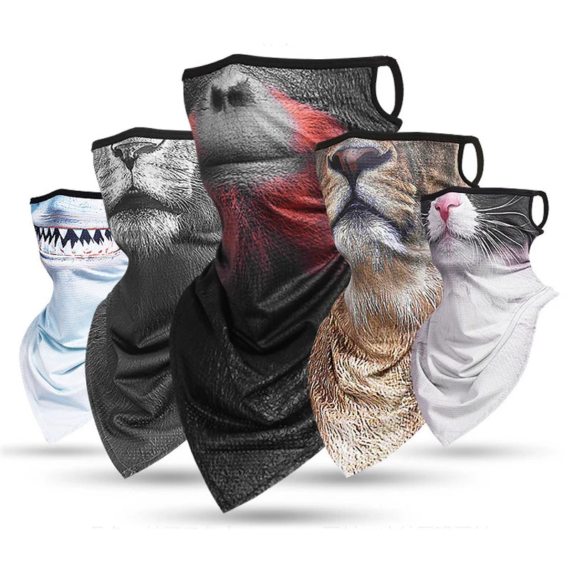 Animal Print Sport Scarf Cycling Bandana Hiking Hunting Camping Neck Warmer Face Cover Gaiter Women Men Balaclava Triangle Mask