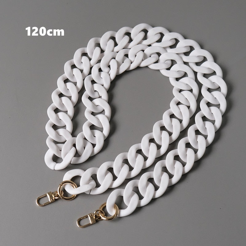 New Fashion Woman Handbag Accessory Chain Black White Green Resin Chain Luxury Frosted Strap Women Clutch Shoulder Purse Chain