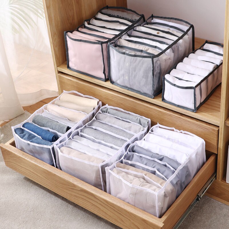 7 Grid Jeans Storage Box Closet Organizer Home Separation Bra Leggings Clothes Storage Case Drawer Wardrobe Divided Storage Bags