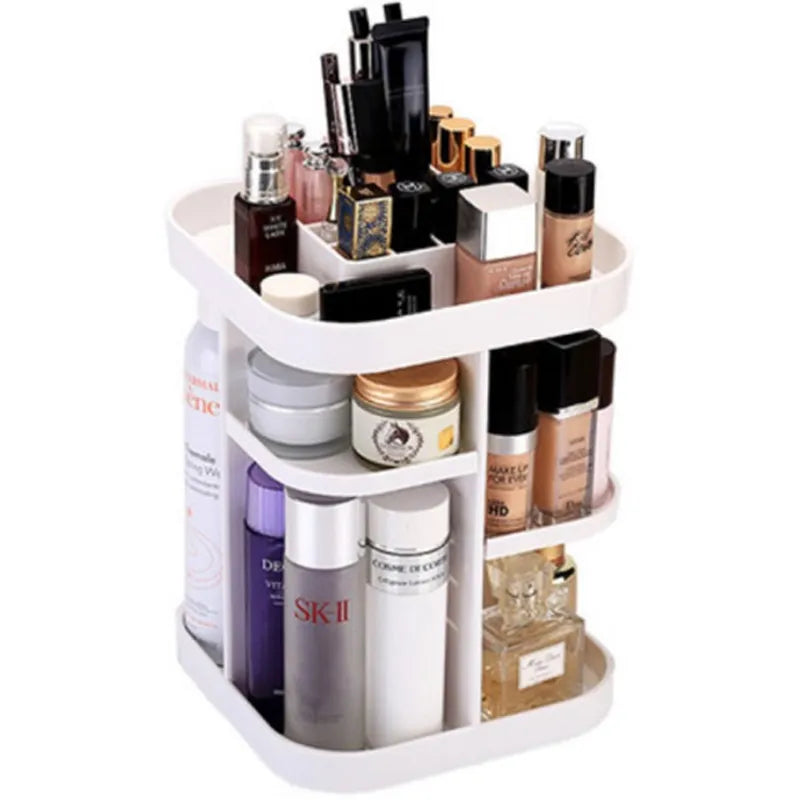 Round and Square Make Up Organizer 360-degree Rotating Cosmetic Storage Organizer Women Dressing Table Shelf Makeup Storage Box