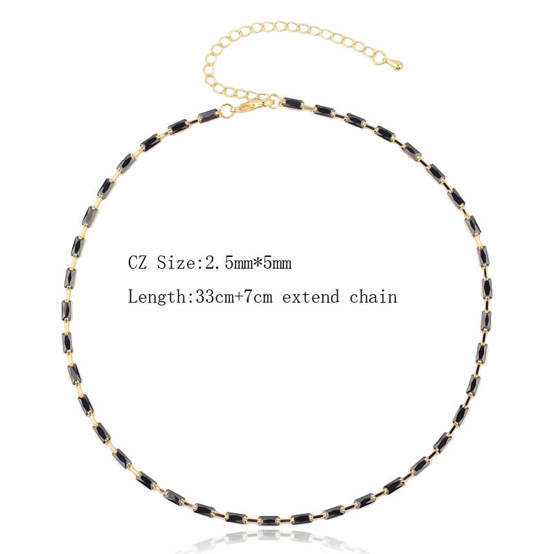 Sexy Short Sparking Rainbow Tennis Chain Chocker Necklace With AAA+ CZ Fashion Personality Women Collar Jewellery bijoux femme