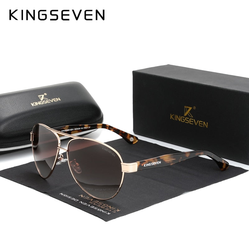 KINGSEVEN 2022 Official Debut Sunglasses Men Polarized Gradient Sun glasses Women Acetate Wire-Core Temples Pilot Eyewear N7777