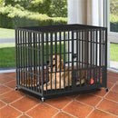 Bingopaw 37” 42” 46” Heavy Duty Dog Cage Metal Pet Dog Crate 3 Doors Locks Design Kennel Playpen with 4 Wheels Removable Tray