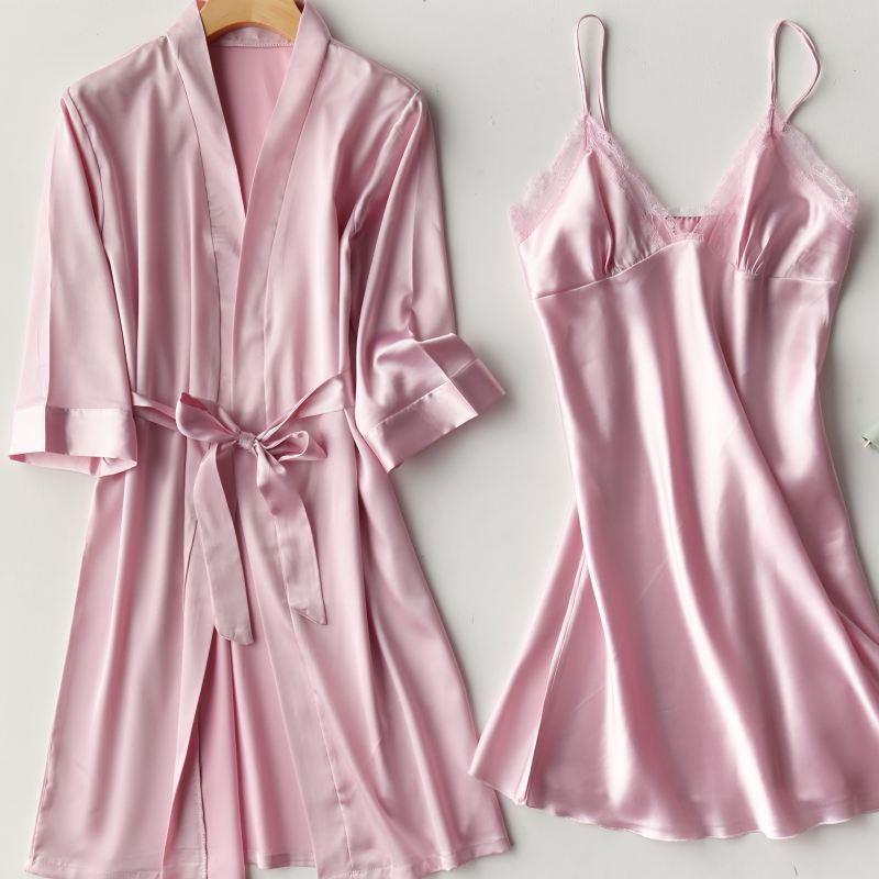 Satin Bride Bridesmaid Wedding Robe Women Soft Homewear 2PCS Sleepwear Summer New Nightdress Silky Intimate Lingerie Nightwear