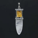 KFT Natural Healing Crystal Quartz Reiki Stone Necklace Rock Citrines Bullet Shape Pendulum Stone Pendant Jewelry For Women Men