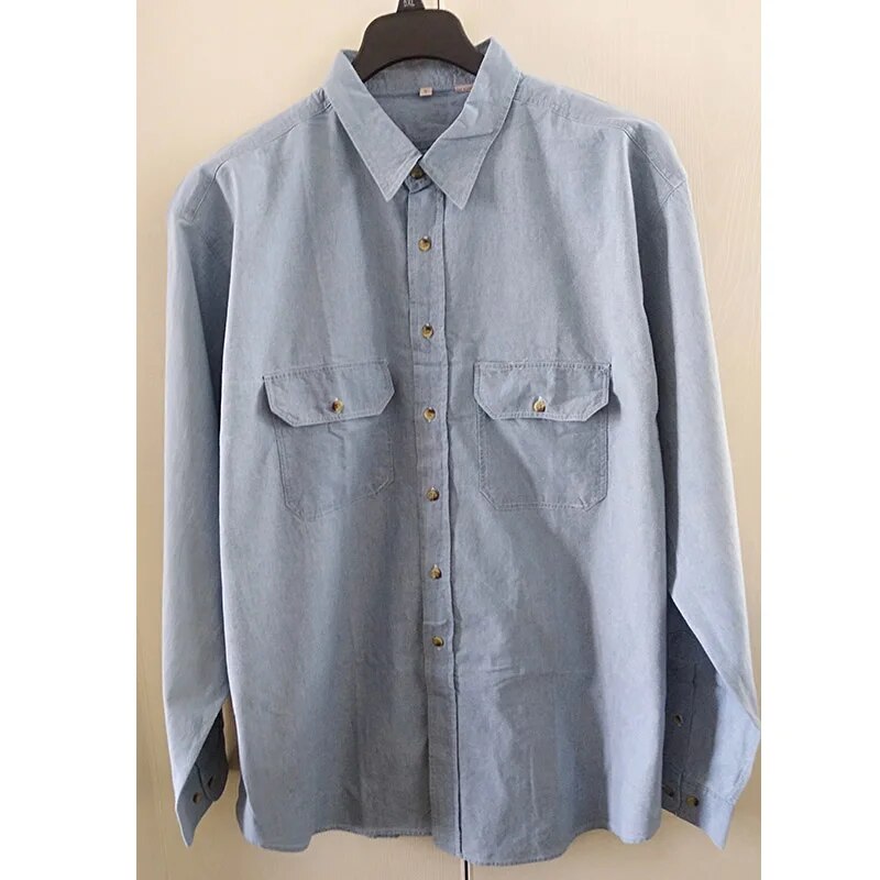 Men denim shirt formal Short sleeve large size big 7XL 8XL Solid Leisure navy blue 9XL 10XL blouse