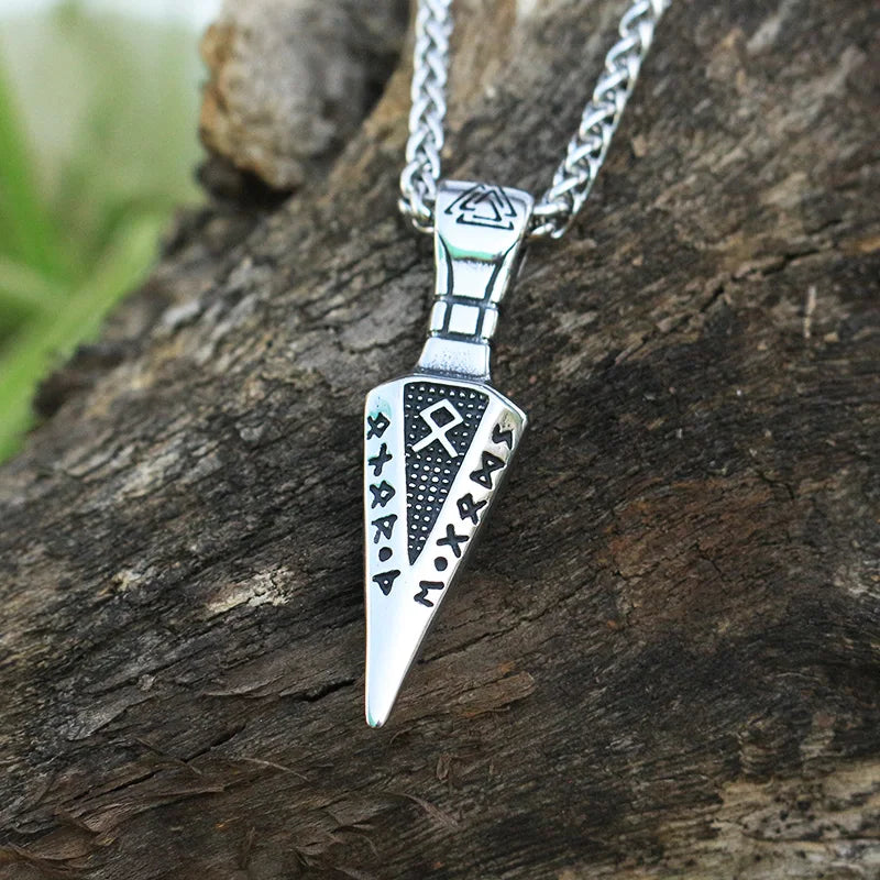 1pcs Norse Viking valknut Triangle arrow rune pendant men Cool necklace stainless steel with viking rune letter