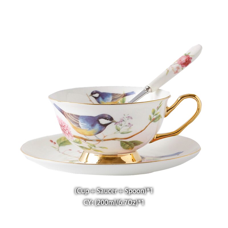 Pastoral Bird Bone China Coffee Set Europe Porcelain Tea Set Ceramic Mug Pot Sugar Bowl Creamer Teapot Coffee Cup Coffeeware