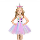 Rainbow Unicorn Dress Girls Led Light Flower Birthday Party Tutu Outfits Kids Halloween Christmas Unicorn Costume with Headband