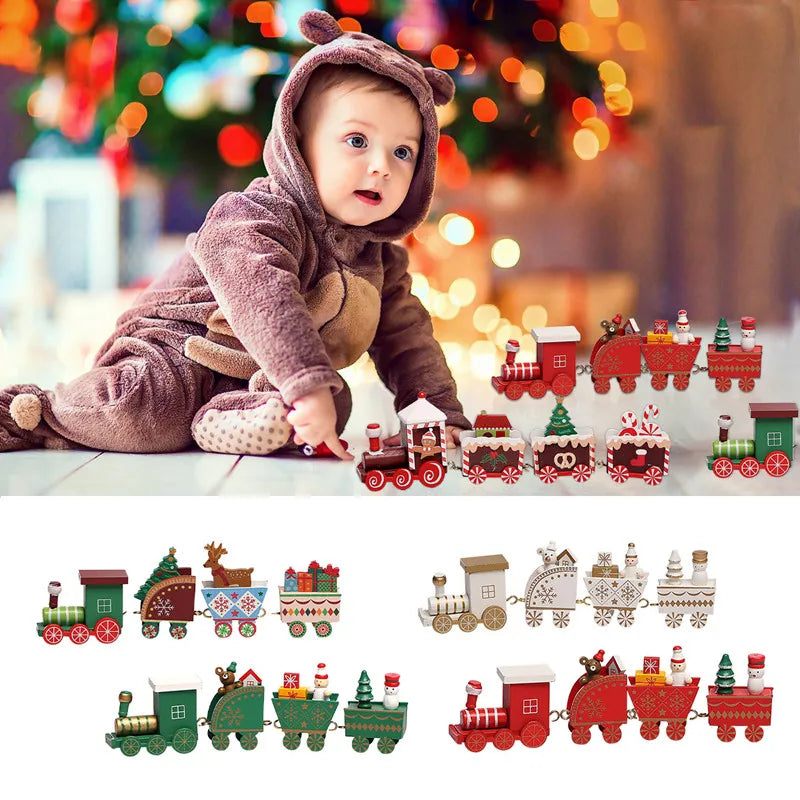 Wooden/Plastic Train Christmas Ornament Merry Christmas Decoration For Home 2024 Xmas Gifts Noel Natal Navidad New Year 2025