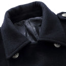 Navy blue wool coat business casual brand clothing 2019 winter luxury high quality thick warm double row button men's slim coat
