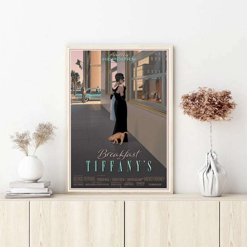 Audrey Hepburn Breakfast At Tiffany's Movie Poster Wall Art Canvas Painting Bedroom Living Room Home Decoration (No Frame)