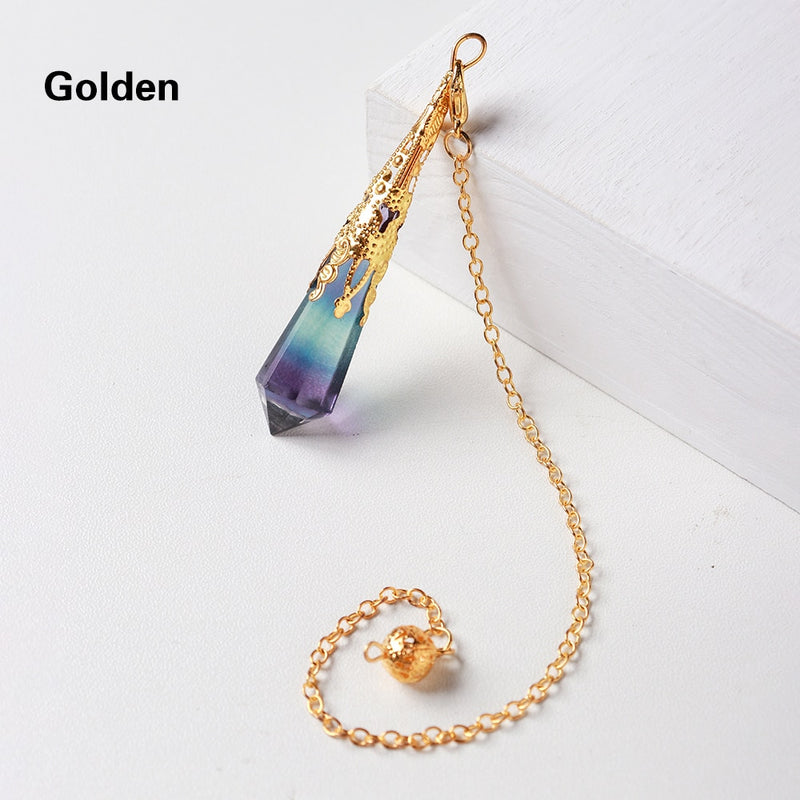 Natural Rainbow Fluorite Nimble Pendulum Striped Crystal Fluorite Divination Energy Health gem quartz Ornament Pendant