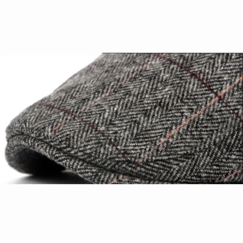 Autumn Winter Men newsboy hat Berets British Western Style Wool Advanced Flat Ivy Cap Classic Vintage Striped Beret