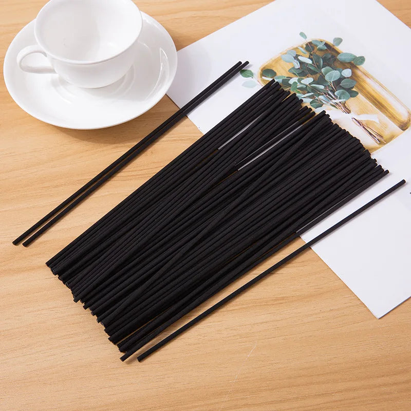 50PCS Dia 5/4/3MM X L40/35/30/25CM Black Fiber Rattan Sticks Essential oil Reed Diffuser Sticks for Air Freshener Home Fragrance