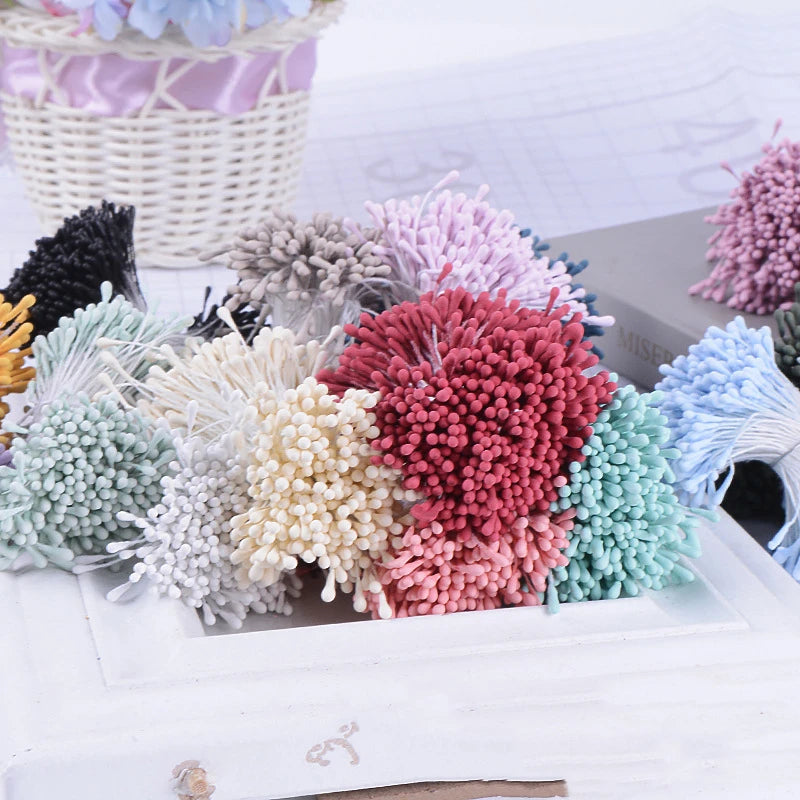 400pcs Mini Stamen Artificial Flower Head Supplies Bundle DIY Cake Christmas Wedding Gifts Box Accessories Wreaths Decoration