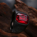 Glamour Men's Accessories Deep Black Red Zircon Men's Ring Party Jewelry New Year Gift