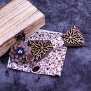 Double layer Wooden Bow Tie Men's Cotton Floral wood decoration Bowtie Set Business CuffLinks for Wedding corbatas para hombre