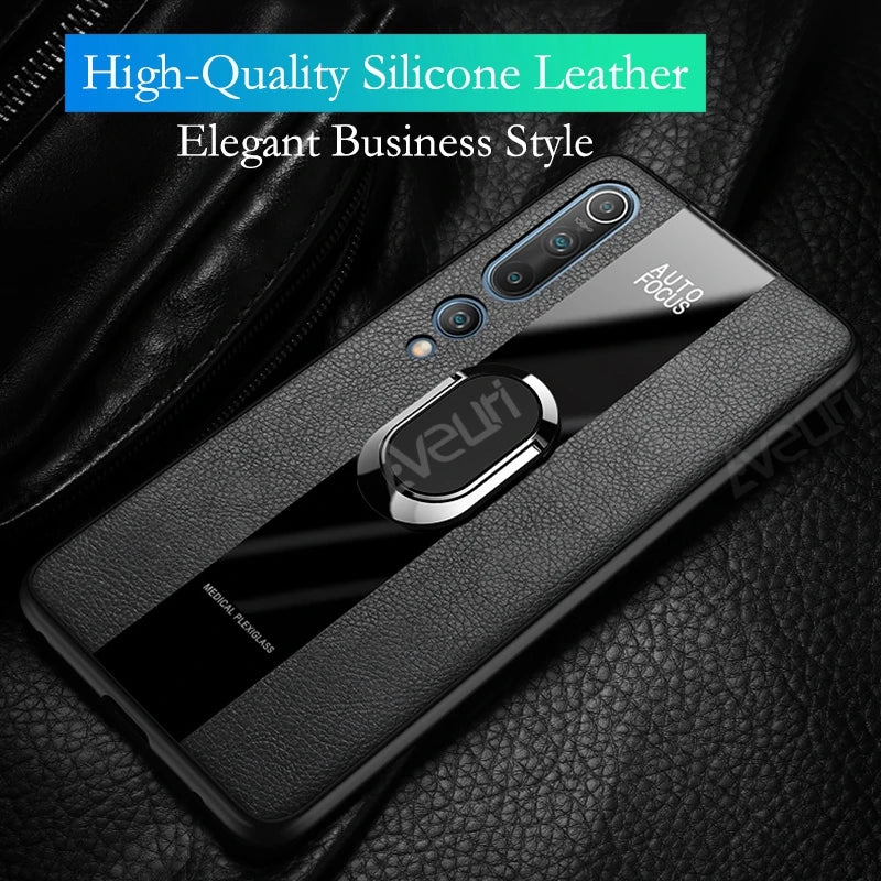 PU Leather Car Holder Phone Case For Xiaomi Mi 10T 11T 12T 13T Pro Redmi Note 9S 10S 8 9 10 11 12 Pro Plus Cover Silicone Case