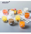 Double Wall Glass Mugs Bear Cat Dog Animal Double-Layer Glass Mug Coffee Cup Kids Christmas Mug Gift Cute Milk Drinkware