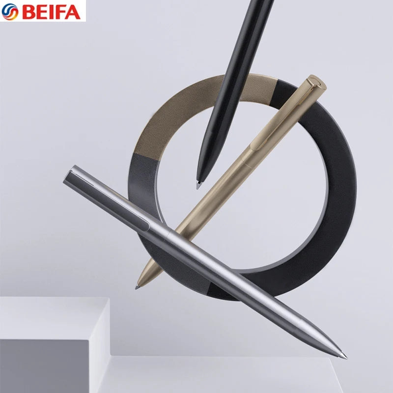 BeiFa Metal Rotating Gel Pen Sign Pens 0.5MM Black Ink Business Pучка Caneta Smooth Writing for Office School Supplies