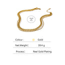 Yhpup 316 Stainless Steel Double Layer Necklace Choker Collar Statement Fashion Charm Golden Trendy Jewelry for Women Gift