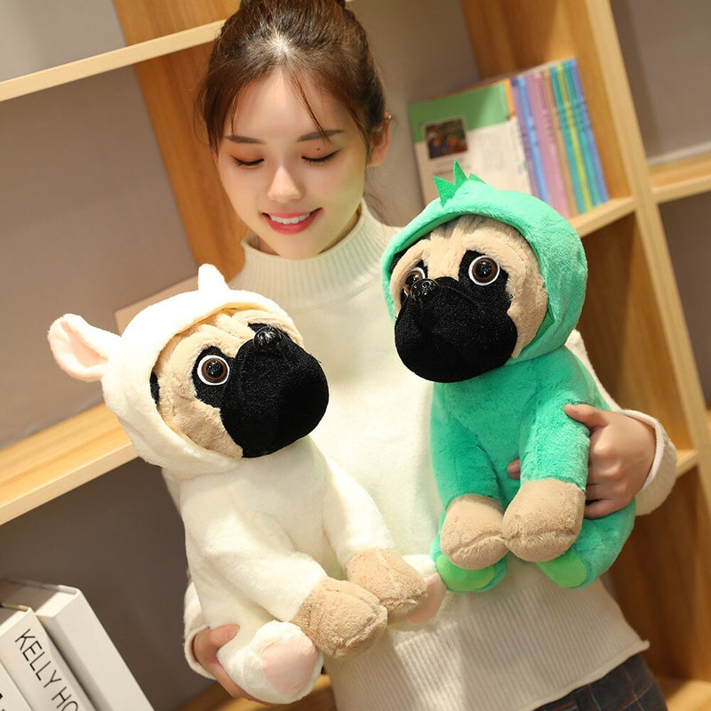 20/35cm PUG Dog Cute Animal Dogs Cos Cosplay Dinosaur Rabbit Elephant Lion Sheep Leopar Stuffed Dolls Kids Birthday X-mas Gifts