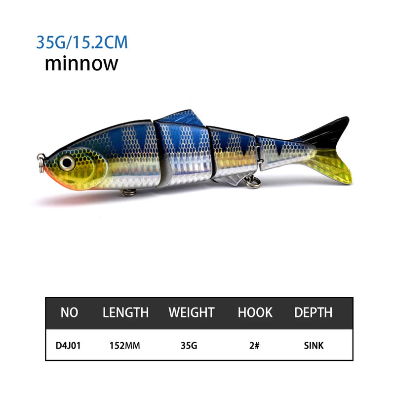 150mm 33g Freshwater 4 Sections multi Jointed life like sinking Swimbait fishing lure Hard Artificial Bait