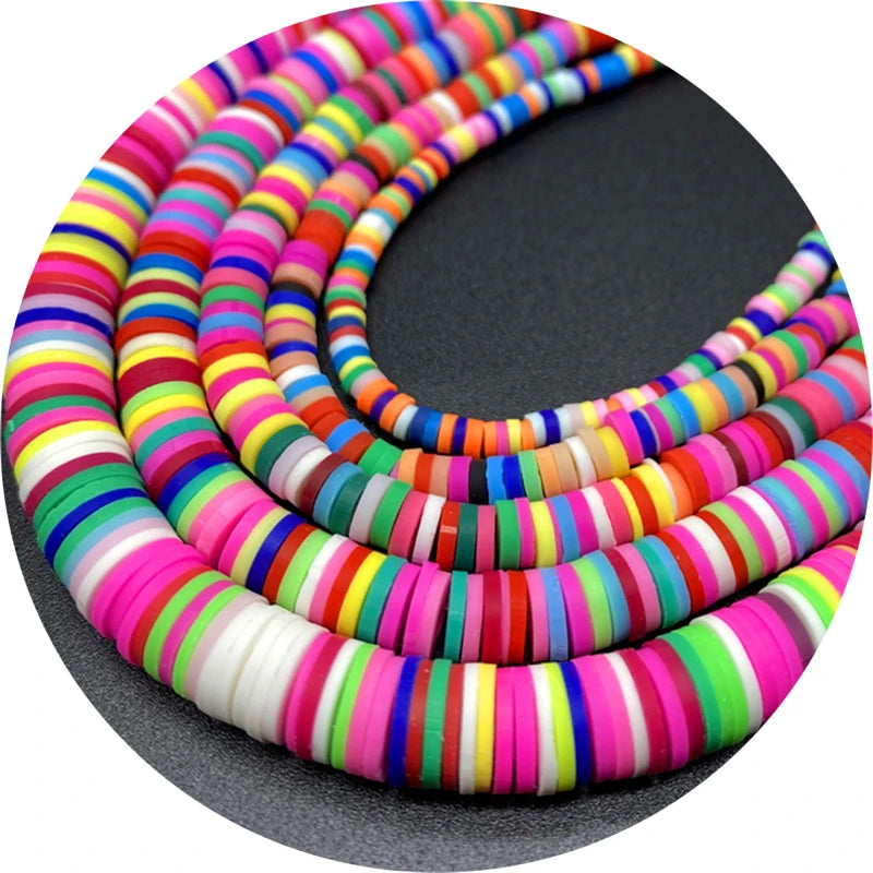 400pcs/Lot 3/4/5/6mm 16inch Round Slice Clay Beads Spacer Beads Polymer Clay Beads For Jewelry Making DIY Handmade Accessories