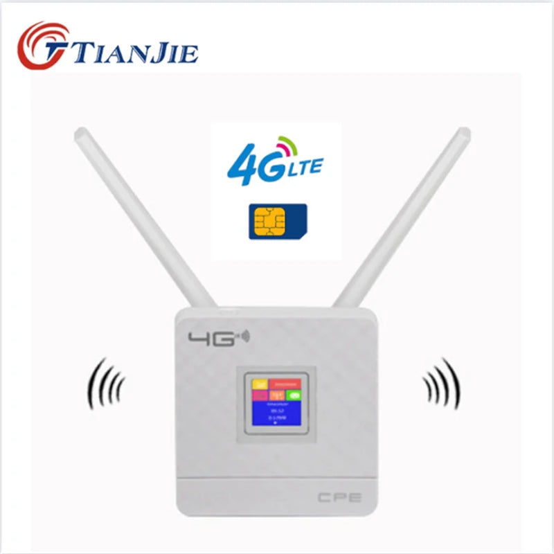 TIANJIE RJ45 WAN/LAN Router 4G WIFI LTE Unlock CPE 300Mbps Wireless SimCard+Antenna+Ethernet Port Hotspot Broadband Modem Dongle