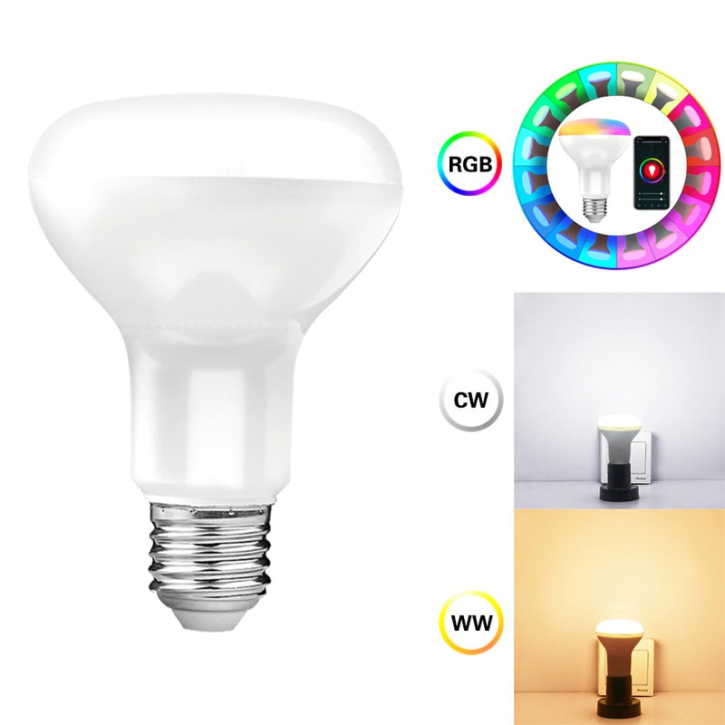 Tuya Smart LED Bulb E27 15W WiFi Light Dimmable RGB + Warm + White Work with Alexa Google Home Smart Life APP Voice Control