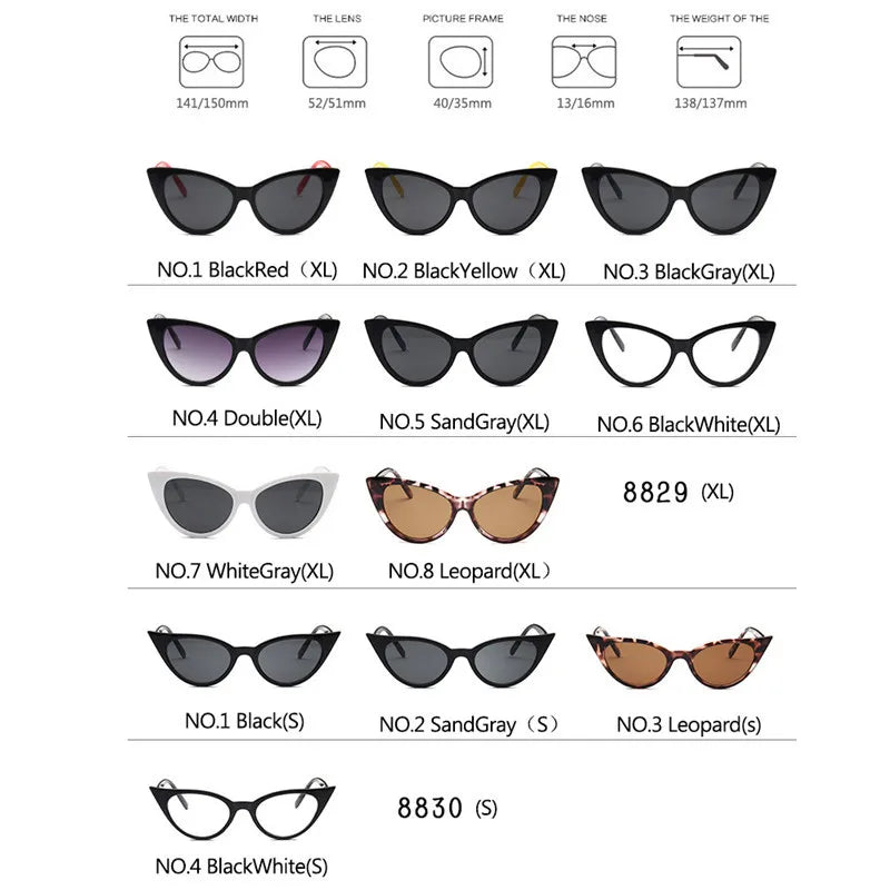HKNA 2022 Vintage Cateye Sunglasses Women Two Sizes Eyewear Women Luxury Brand Glasses Women Cat Eye Oculos De Sol Gafas uv400