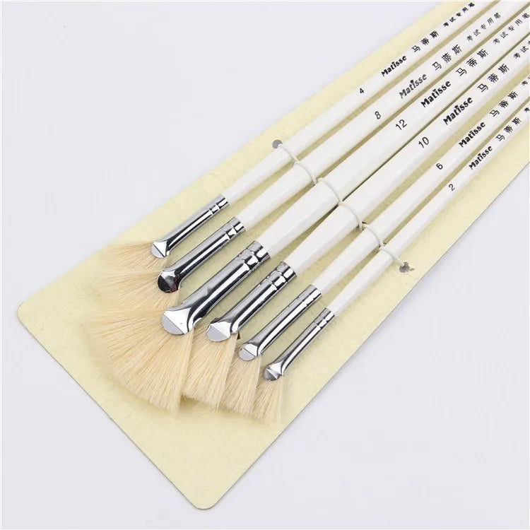 6pcs/Set, sector oil Painting Brush pig 's bristles Hair artist Drawing Art Supplies painting brushes oil painting Drawing brush