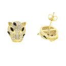 Gold color Jaguar earring ring necklace jewelry set for women white black cz leopard design