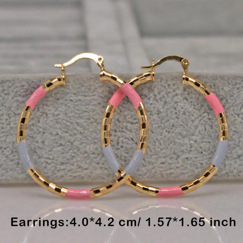 RLOPAY Fashion Round Hoop Gold Plated Copper Earrings For Women Earrings Jewelry Wedding Anniversary Party Gift Acessories