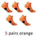 5 Pairs Ankle Sport Socks Cotton Towel Bottom Damping Striped Sweat-Absorbing Badminton Tennis Bike Run Travel Fitness Socks