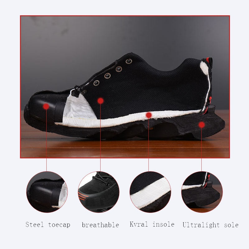 Work Shoes Fashion for Men Women Sneaker Ultralight Mesh Industial Safety shoes Plus size 37-48 JOY-179