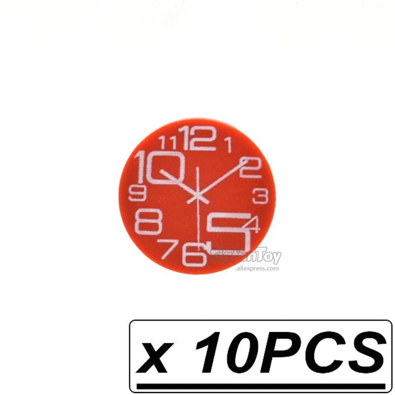 Custom Printed Clocks Tile Building Blocks  wall clock 1x2 2x2 MOC Decoration Bricks Round City Alarm Construction Toys