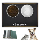 Personalized Pet Feeder Pad Waterproof PU Dog Bowl Mat Free Name Print Placemat Easy Clean For Dogs Cat Kids Drinking Bowls