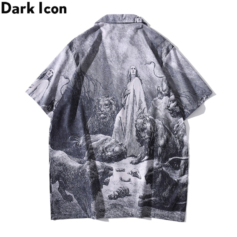Dark Icon Hawaiian Shirt Men Summer Beach Holiday Men's Shirts Vintage Street Male Top