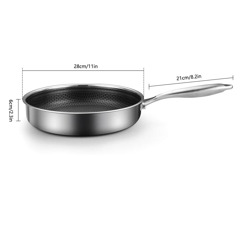 304 Stainless Steel Frying pan High Quality Kitchen Nonstick Pan Fried Steak Pot Electromagnetic Furnace and Gas Stoves General