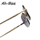 Small Square Rimless Sunglasses Women Retro Polygon Grey Gradient Sun Glasses Vintage Lady Summer Style Female Eyewear UV400