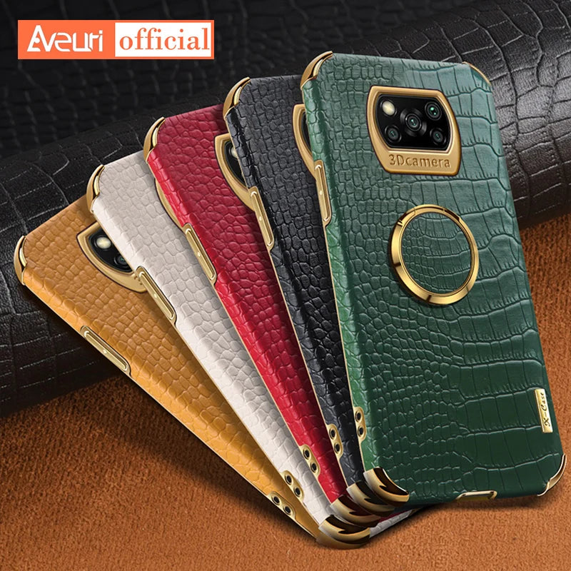 Luxury Leather Phone Case For Xiaomi Mi Poco M3 F3 X3 Pro NFC Mi 10T Lite Crocodile Cover Case For Redmi Note 9S 8 9 10 Pro 9T