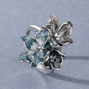 2021 Newest Creative Handmade Epoxy Enamel Blue Flower Ring For Ladies Party Birthday Wedding Jewelry Gift