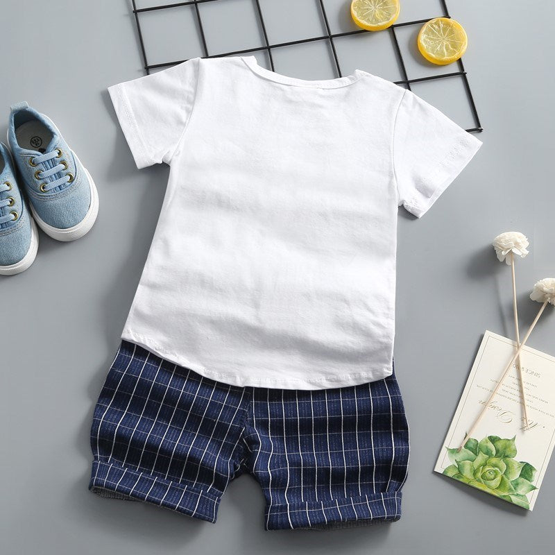 New Summer Newborn Baby Boys Clothes Children Gentleman Tie T-shirt Shorts 2Pcs/Set Toddler Cotton Girls Clothing Kids Tracksuit